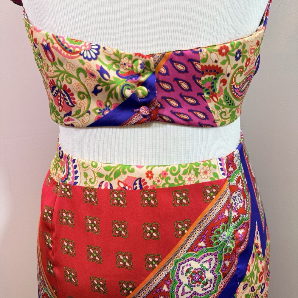 Zara Pink Red Paisley Halter Midi Dress - Picture 14 of 16